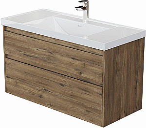 Тумба с раковиной Aquanet Nova Lite 2.0 110 346321+347434 дуб рустикальный для ванной в интернет-магазине Sanbest
