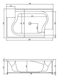 Акриловая ванна Aquatika Архитектура Standart 190x120 купить в интернет-магазине Sanbest