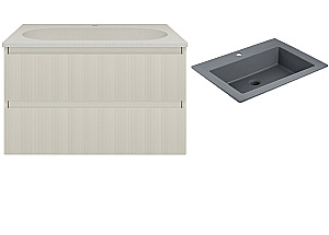 Тумба с раковиной Vincea Welle 80 VMC-2WL800MBG/VCB-13800G бежевая матовая/раковина серая для ванной в интернет-магазине Sanbest
