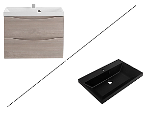 Тумба с раковиной BelBagno 70 MARINO-700-2C-SO-RG-P+BB700/450-LV-ART-AST-NERO Rovere Grigio для ванной в интернет-магазине Sanbest