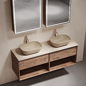 Столешница Sancos 160 TT160A2X с отверстием под смеситель, кремовая для ванной в интернет-магазине сантехники Sanbest