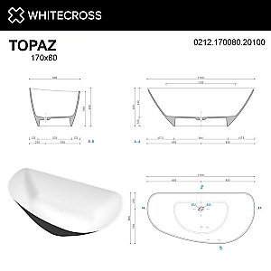 Ванна WhiteCross Topaz 170x80 черный/белый матовый купить в интернет-магазине Sanbest