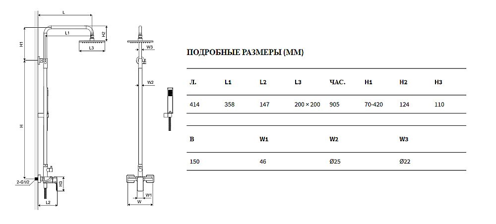 Душевая система Excellent Keria 2081 черная матовая купить в интернет-магазине сантехники Sanbest
