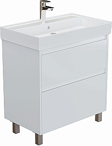 Тумба с раковиной Aquanet Nova Lite 2.0 75 346337+242338 белая глянцевая для ванной в интернет-магазине Sanbest
