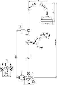 Душевая система Webert Dorian DO721208065 бронза купить в интернет-магазине сантехники Sanbest