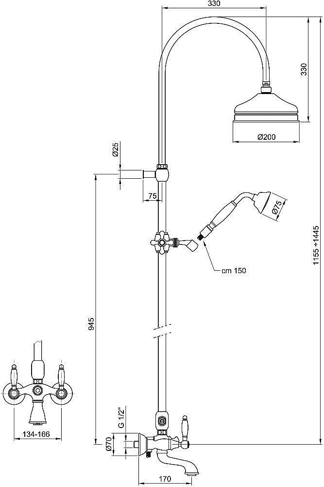Душевая система Webert Dorian DO721208065 бронза купить в интернет-магазине сантехники Sanbest