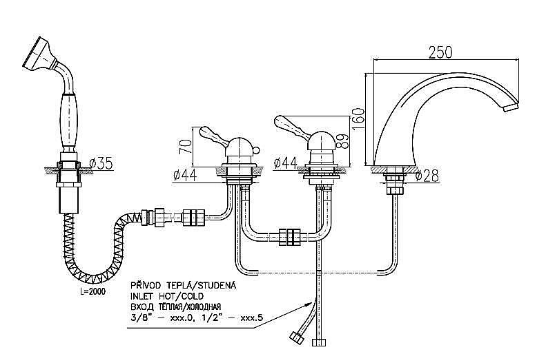 Cмеситель каскадный для ванны Rav-Slezak LABE L569.5PSM купить в интернет-магазине сантехники Sanbest