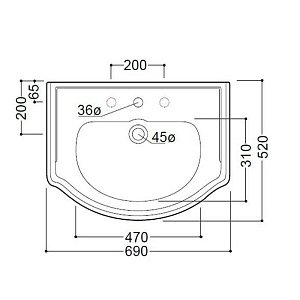 Раковина Kerasan Retro 69x52 с 1 отверстием купить в интернет-магазине Sanbest