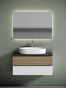 Тумба с раковиной Sancos DELTA 100 со столешницей, дуб светлый/белая для ванной в интернет-магазине Sanbest