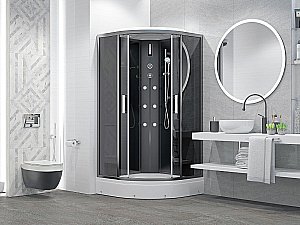 Душевая кабина Erlit 100х100 ER571017-C24-RUS стекло тонированное/профиль черный матовый купить в интернет-магазине Sanbest