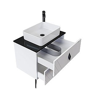 Тумба с раковиной подвесная Grossman ВИВА 70 с 2-я ящиками, белый глянец для ванной в интернет-магазине Sanbest