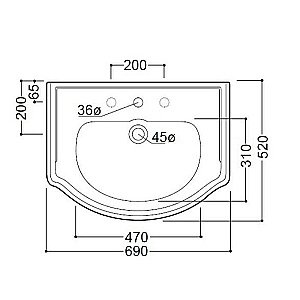 Раковина Kerasan Retro 70 104601*1 белая купить в интернет-магазине Sanbest