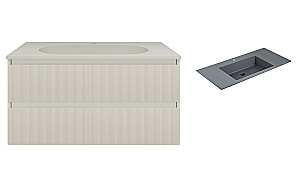 Тумба с раковиной Vincea Welle 100 VMC-2WL100MBG/VCB-13100G бежевая матовая/раковина серая для ванной в интернет-магазине Sanbest