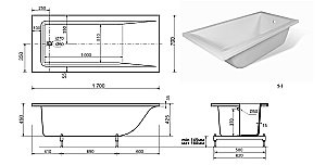 Ванна Taliente Egoista Matt EG2317070-1Matt 170х70 белая матовая купить в интернет-магазине Sanbest
