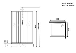 Душевая кабина Niagara Classic NG-1108-14BKT 90x90 купить в интернет-магазине Sanbest