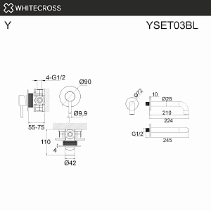 Смеситель для ванны WhiteCross Y YSET03BL черный купить в интернет-магазине сантехники Sanbest