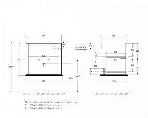 Тумба с раковиной Cezares Tiffany 60 Grigio nuvola для ванной в интернет-магазине Sanbest
