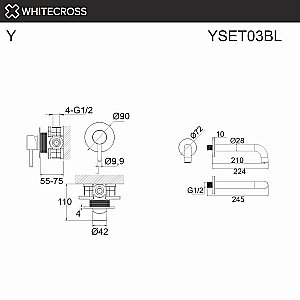 Смеситель для ванны WhiteCross Y YSET03BL черный купить в интернет-магазине сантехники Sanbest
