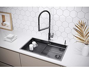 Кухонная мойка Paulmark NEXT-PRO 74 PM707445-GM вороненая сталь купить в интернет-магазине сантехники Sanbest