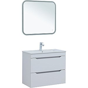 Тумба с раковиной Aquanet Практика 80 330459 белая матовая для ванной в интернет-магазине Sanbest