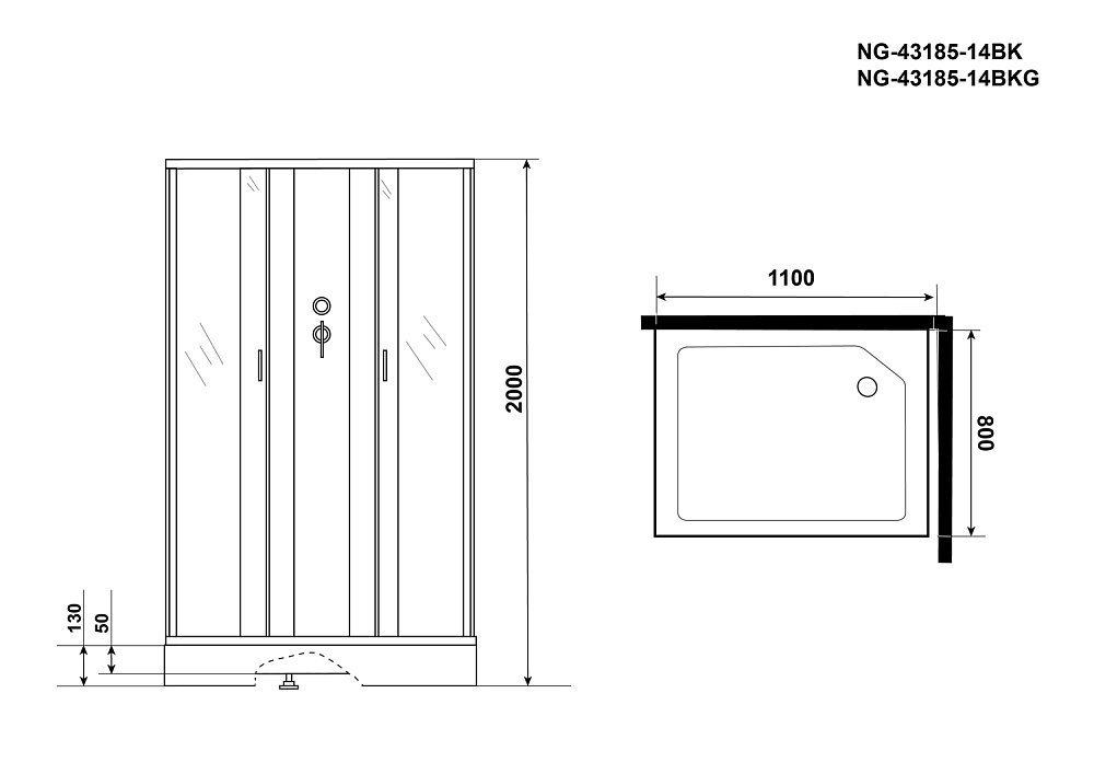 Душевая кабина Niagara Classic NG-43185-14QBK 110x80 купить в интернет-магазине Sanbest