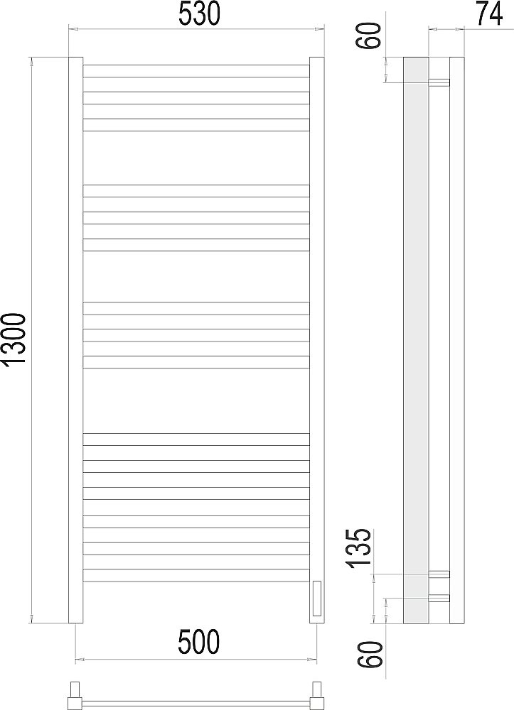Полотенцесушитель электрический Terminus Ното П15 500х1300 купить в интернет-магазине сантехники Sanbest