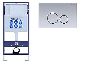 Инсталляция для унитаза Aquatek Standart INS-0000012 с кнопкой KDI-0000019 хром матовый/хром купить в интернет-магазине сантехники Sanbest