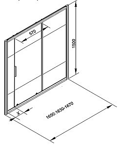 Шторка для ванны Aquanet Practic AE10-B-165H150U-CP 165 прозрачное стекло/шелкография купить в интернет-магазине Sanbest
