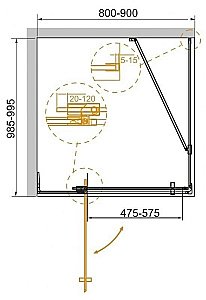 Душевой уголок Cezares Slider 99х85 SLIDER-AH-1-100-80/90-GRIGIO-Cr стекло серое тонированное/профиль хром купить в интернет-магазине Sanbest