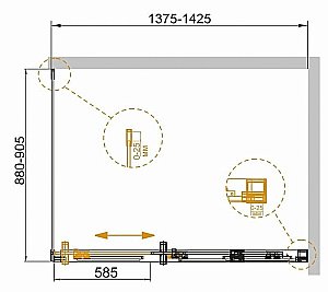 Душевой уголок Cezares Duet Soft-M 140х90 DUET SOFT-M-AH-1-140/90-C-Cr стекло прозрачное/профиль хром купить в интернет-магазине Sanbest