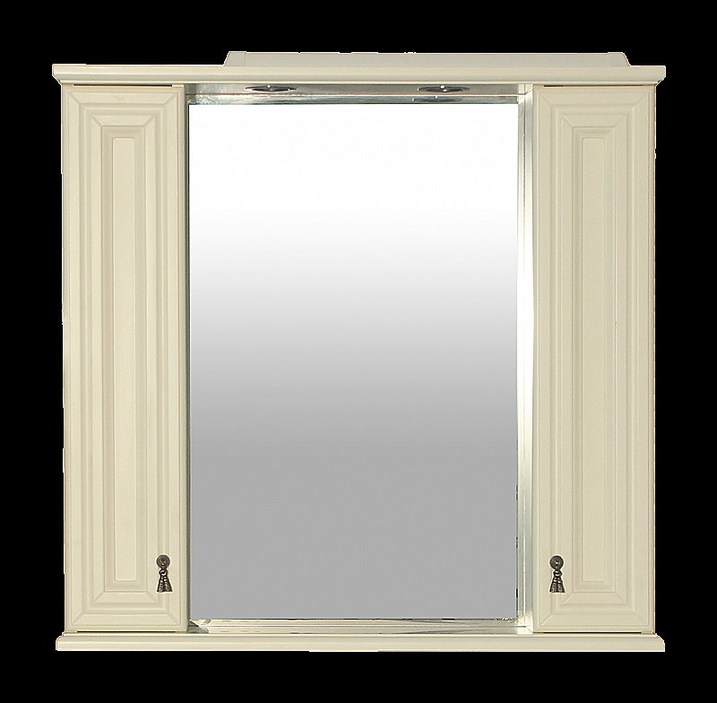 Зеркало с 2-мя шкафчиками Misty Лувр 85 слоновая кость в ванную от интернет-магазине сантехники Sanbest
