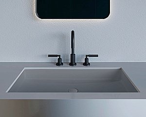 Раковина врезная снизу столешницы Salini MAREA 10 1802210MF 74,7 из искусственного камня S-Stone, матовая, цвет по RAL полностью купить в интернет-магазине Sanbest