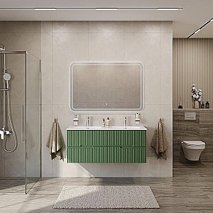 Тумба с раковиной Cezares DUET-N 120 DUET-N-1200-4C-SO-2-PS-P фисташковый софт для ванной в интернет-магазине Sanbest