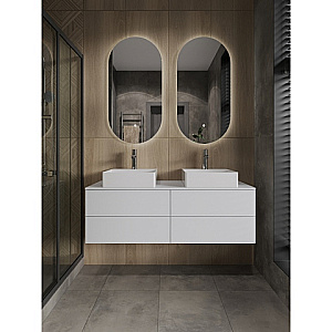 Тумба с раковиной Orange Otto 130 Ot-130TuMDF+B04-405W белая глянцевая для ванной в интернет-магазине Sanbest