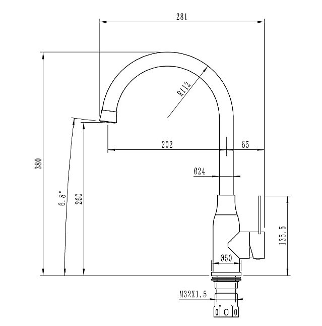 Смеситель для кухни 35k MIXLINE MLSS-0321 купить в интернет-магазине сантехники Sanbest