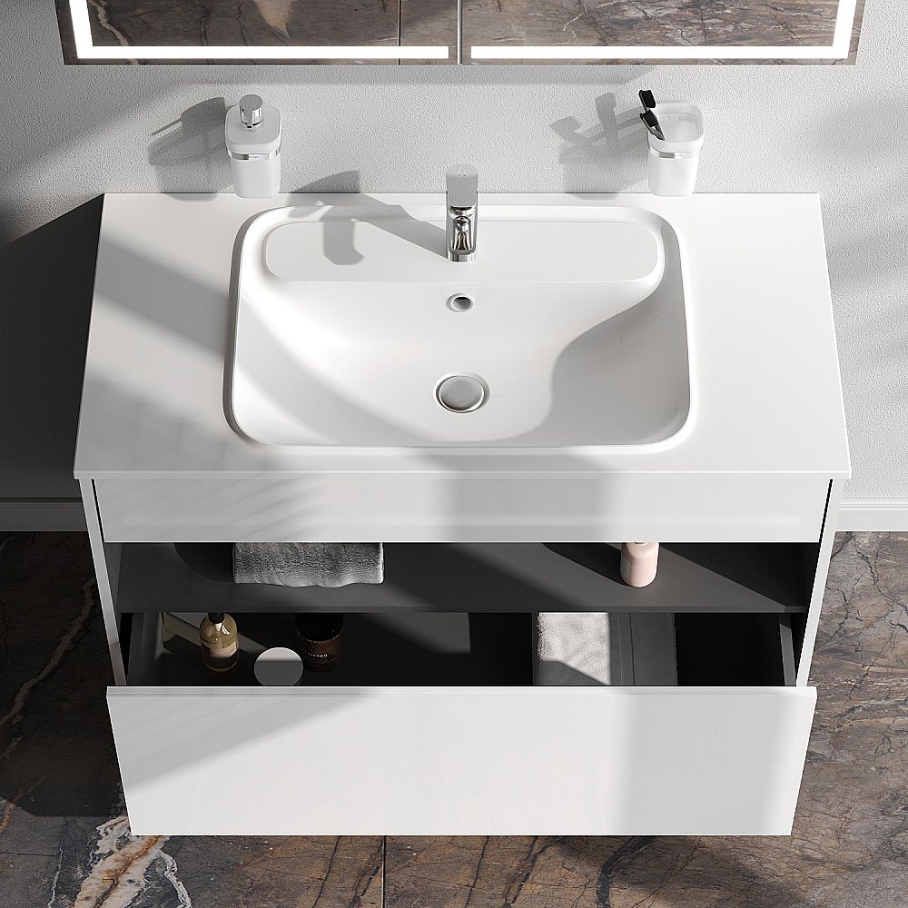 Тумба с раковиной AM.PM Func 100 белая для ванной в интернет-магазине Sanbest