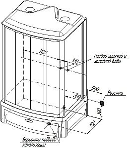 Душевая кабина Радомир Диана 2 108х139 1-05-6-0-0-0610 стекло прозрачное/профиль белый купить в интернет-магазине Sanbest