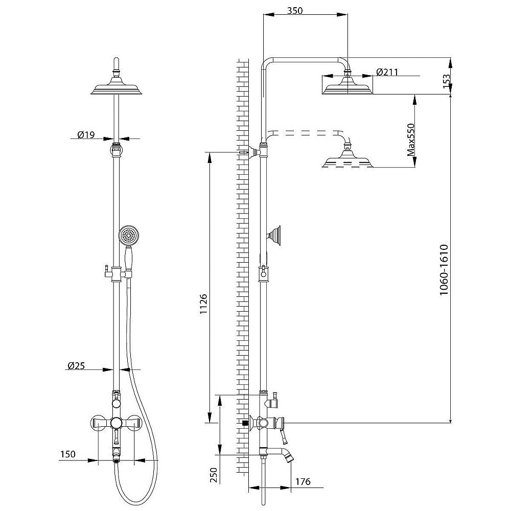 Душевая колонна Lemark Peretto LM6362RB купить в интернет-магазине сантехники Sanbest