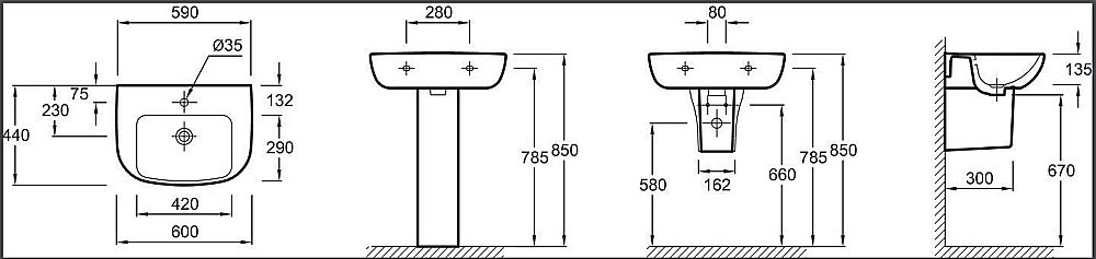 Раковина Jacob Delafon ODEON UP 60 E4700-00 белая купить в интернет-магазине Sanbest