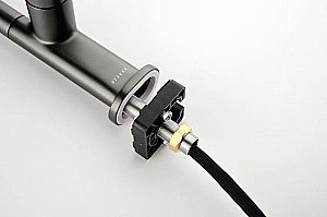 Смеситель для кухни Paulmark Neo Ne214419-GM вороненая сталь купить в интернет-магазине сантехники Sanbest