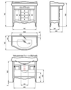 Тумба с раковиной Migliore Bella 100 Bianco Mat Patinato для ванной в интернет-магазине Sanbest