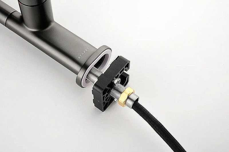 Смеситель для кухни Paulmark Neo Ne214419-GM вороненая сталь купить в интернет-магазине сантехники Sanbest