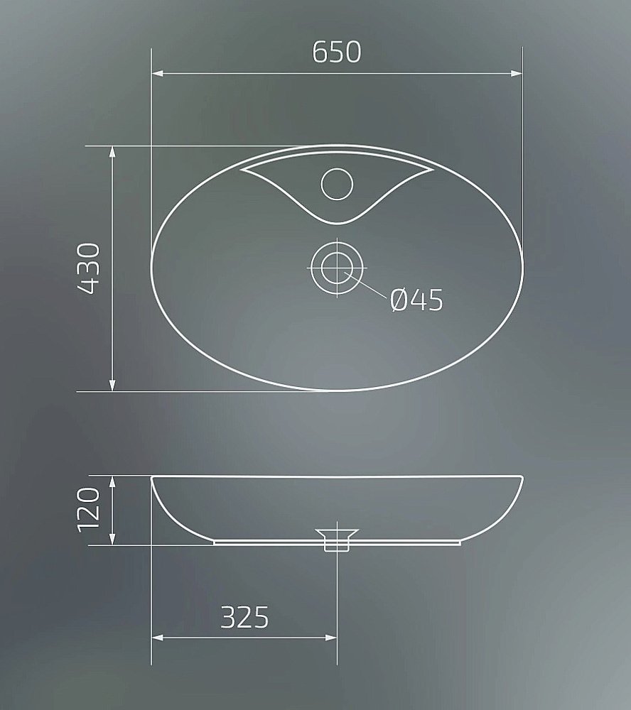 Раковина накладная Gid Lago 65 N9438 51151 белая купить в интернет-магазине Sanbest