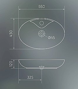 Раковина накладная Gid Lago 65 N9438 51151 белая купить в интернет-магазине Sanbest