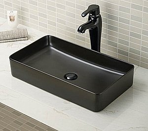 Раковина накладная Ceramalux NC 60,5 9396-1МВ черная матовая купить в интернет-магазине Sanbest