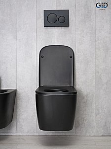 Унитаз подвесной Gid Tr2140Bm черный матовый, безободковый, с крышкой микролифт купить в интернет-магазине Sanbest