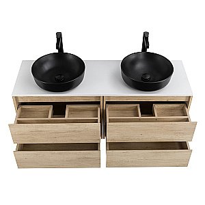 Тумба с раковинами и столешницей BelBagno KRAFT 140 Rovere Nebrasca Nature для ванной в интернет-магазине Sanbest