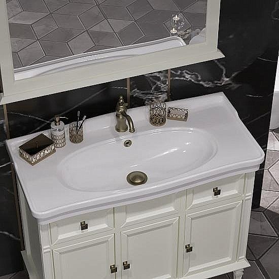 Тумба с раковиной Опадирис Кантара 105 слоновая кость для ванной в интернет-магазине Sanbest