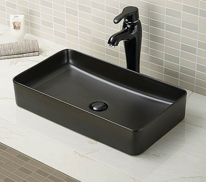 Раковина накладная Ceramalux NC 60,5 9396-1МВ черная матовая купить в интернет-магазине Sanbest