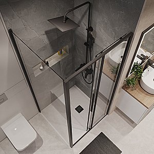 Душевой уголок Niagara Nova NG-84-9AB/NG-A80B-34 90х80 стекло прозрачное/профиль черный матовый купить в интернет-магазине Sanbest